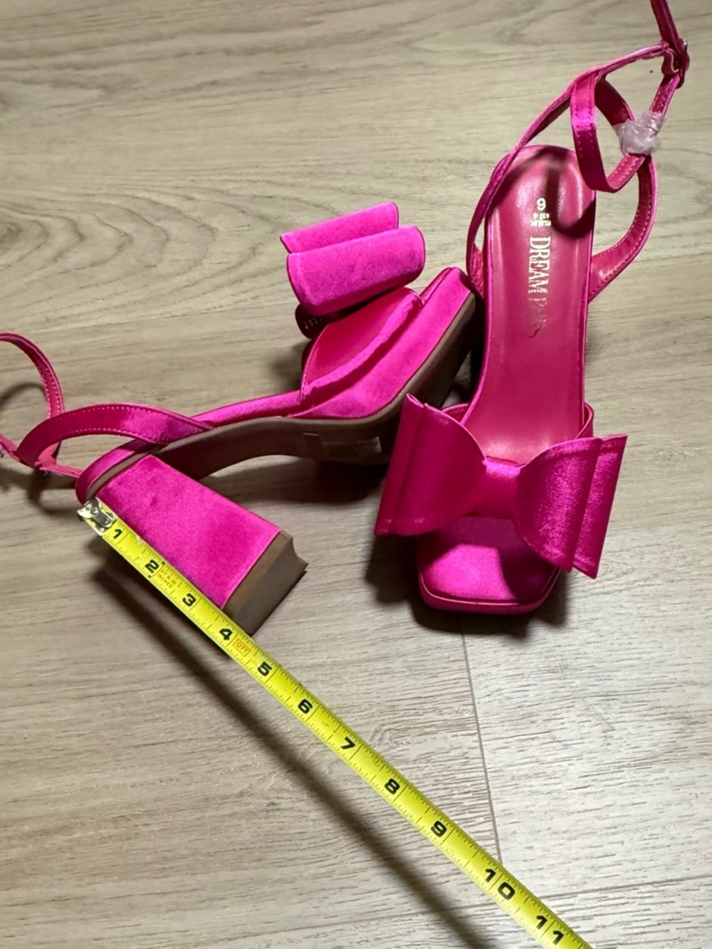 Dream Pairs Fuchsia Satin Bow Block Heel Sandals - Picture 5 of 5